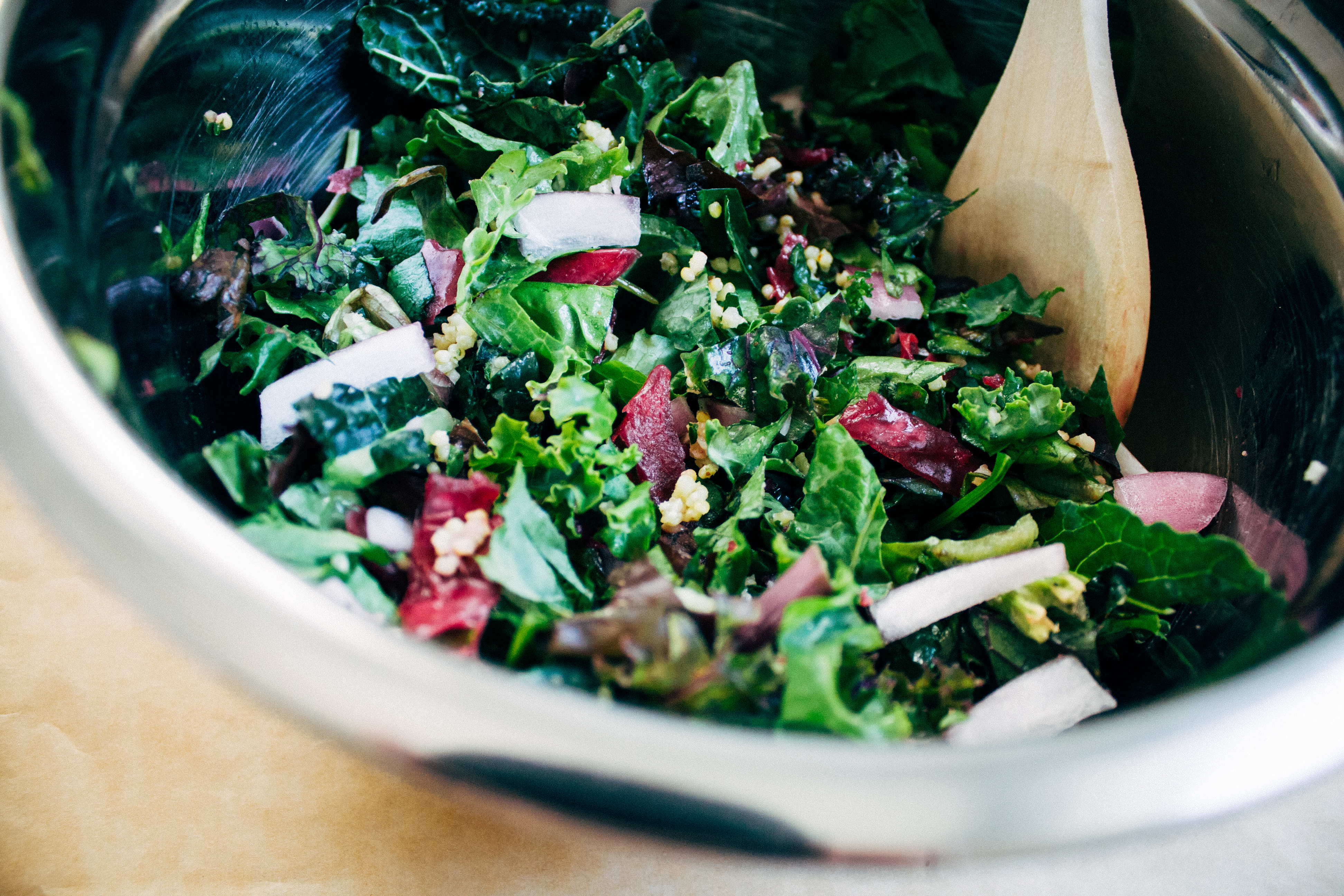 Chopped Kale + Kraut Salad w/ Millet + Sunflower Ranch Dressing | Well and Full | #vegan #recipe