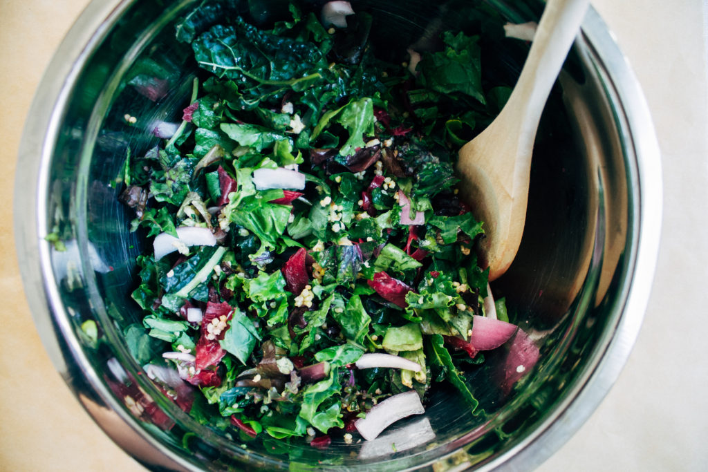 Chopped Kale + Kraut Salad w/ Millet + Sunflower Ranch Dressing Well