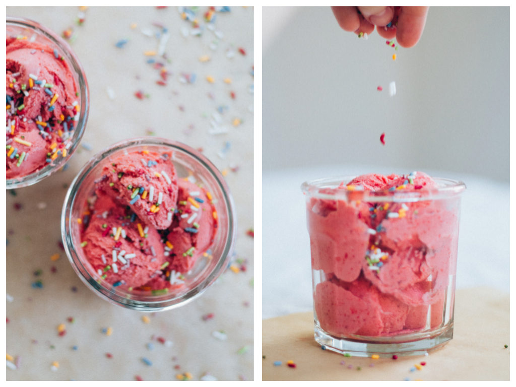 No-Churn Strawberry Ice Cream | Well and Full | #vegan #recipe