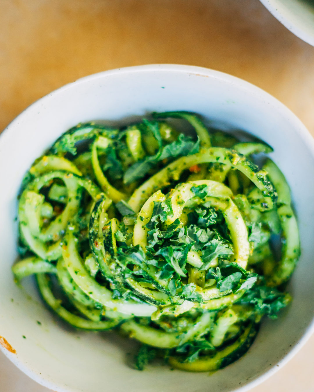 Zucchini Noodles w/ Simple Basil Pesto Well and Full
