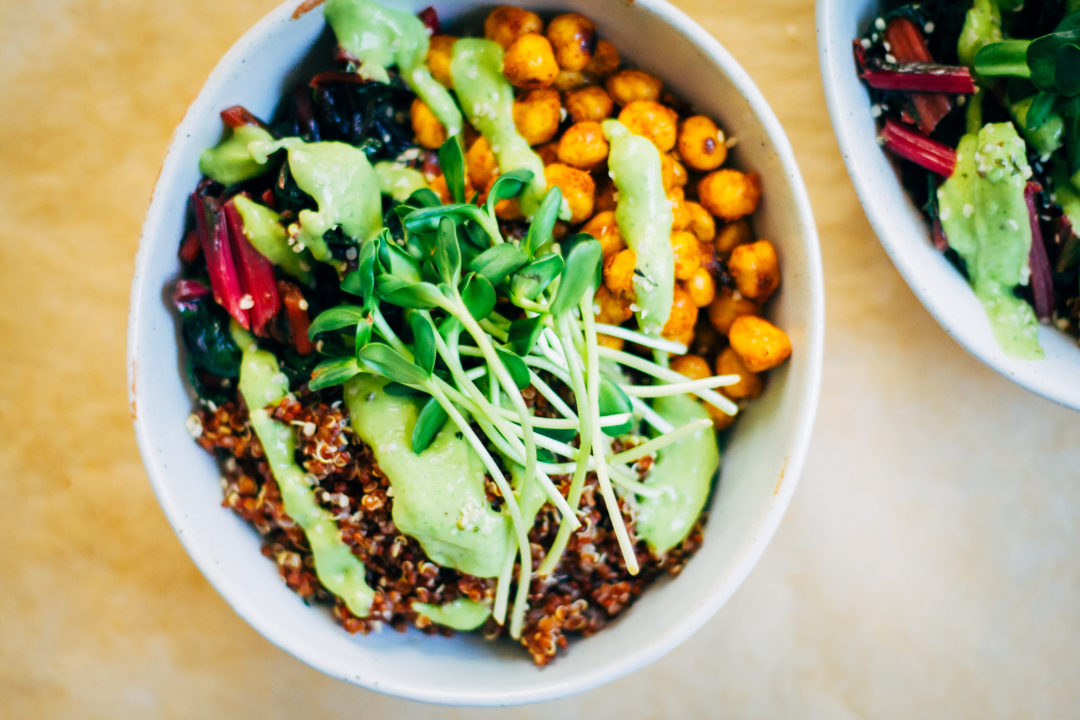 Quinoa Nourish Bowl w/ The Best Avocado Dressing Well and Full