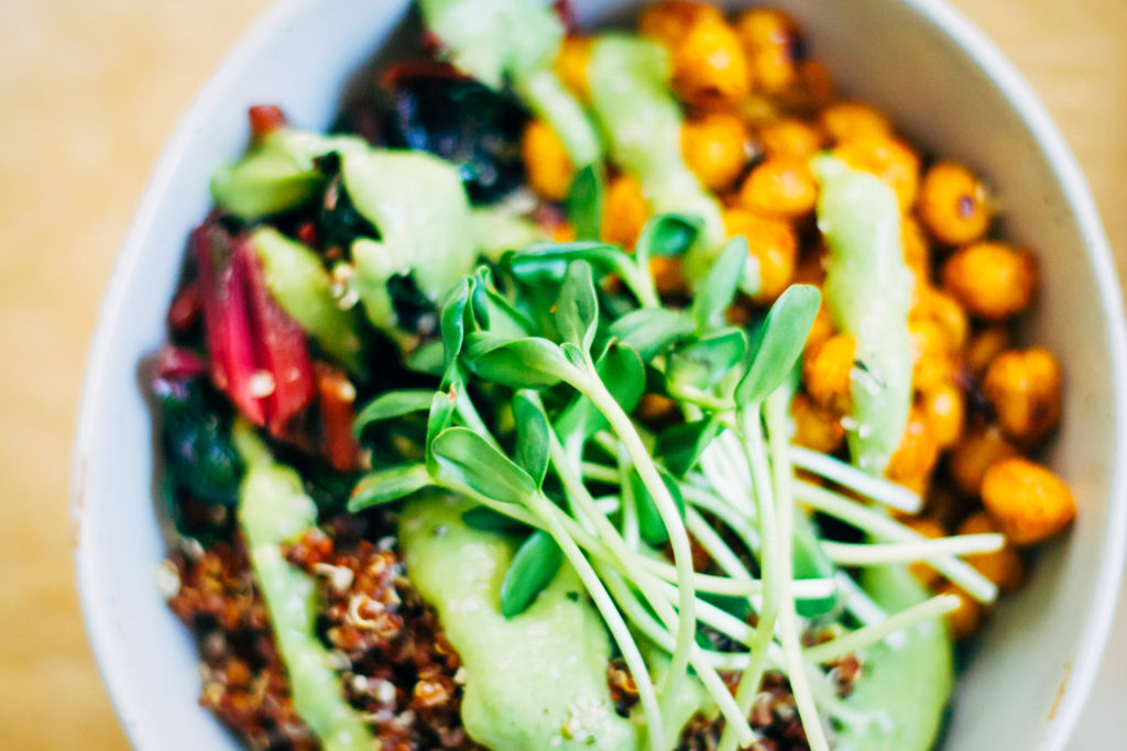 Quinoa Nourish Bowl w/ The Best Avocado Dressing Well and Full