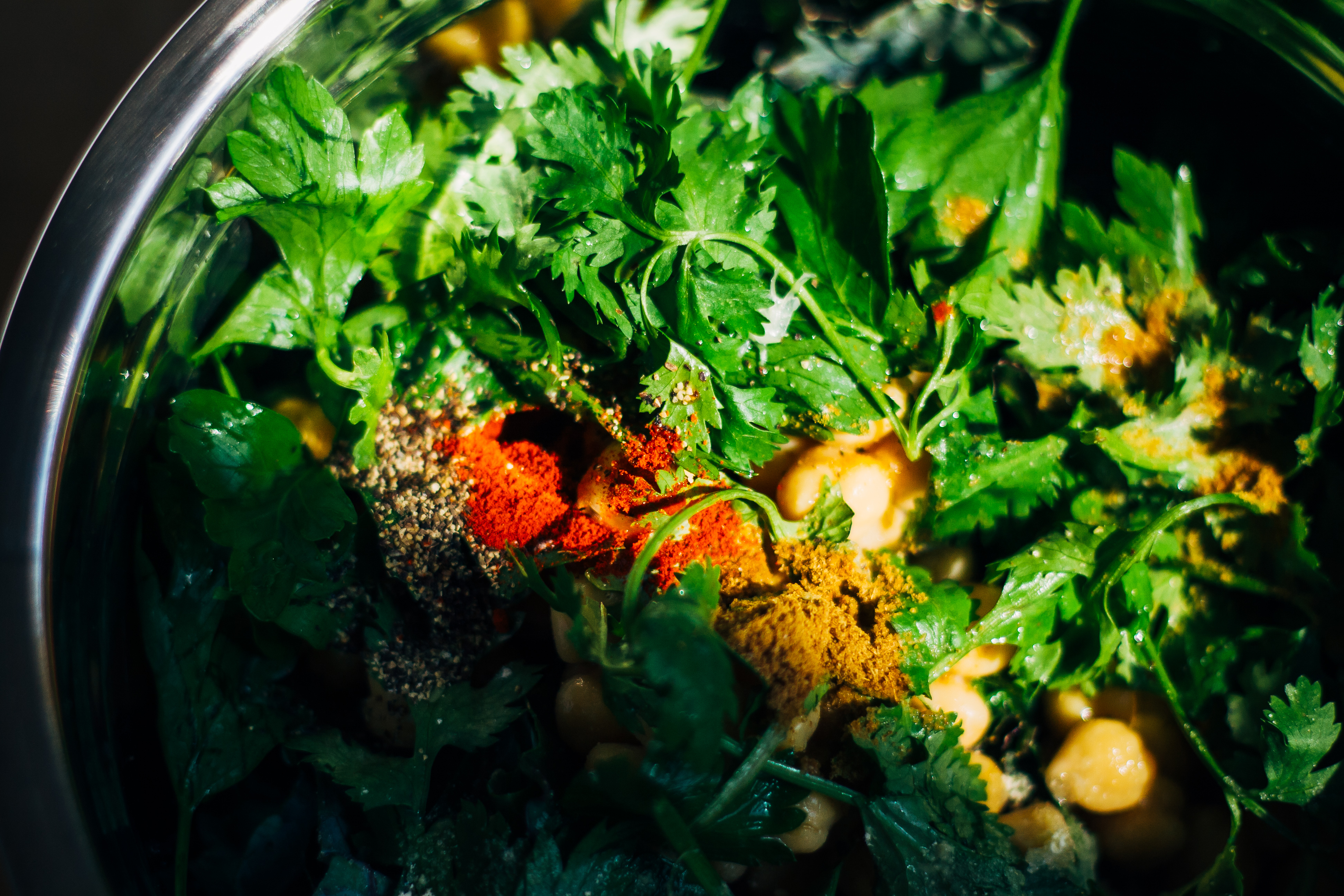 Farmers' Market Greens + Lemon Falafel w/ Smoky Sriracha Tahini | Well and Full | #vegan #plantbased #recipe