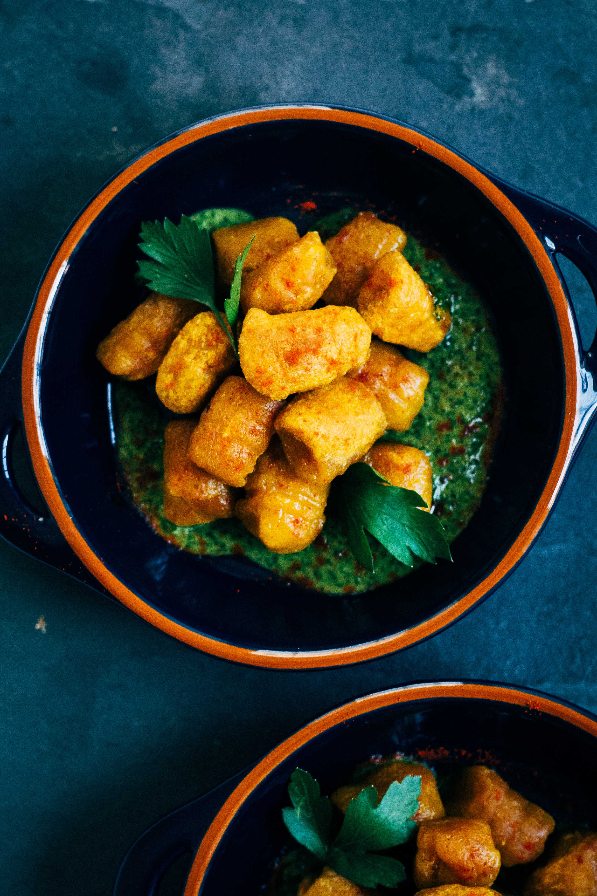 Harissa-Spiced Pumpkin Gnocchi w/ Parsley and Mint PestoHarissa-Spiced Pumpkin Gnocchi w/ Parsley and Mint Pesto | Well and Full