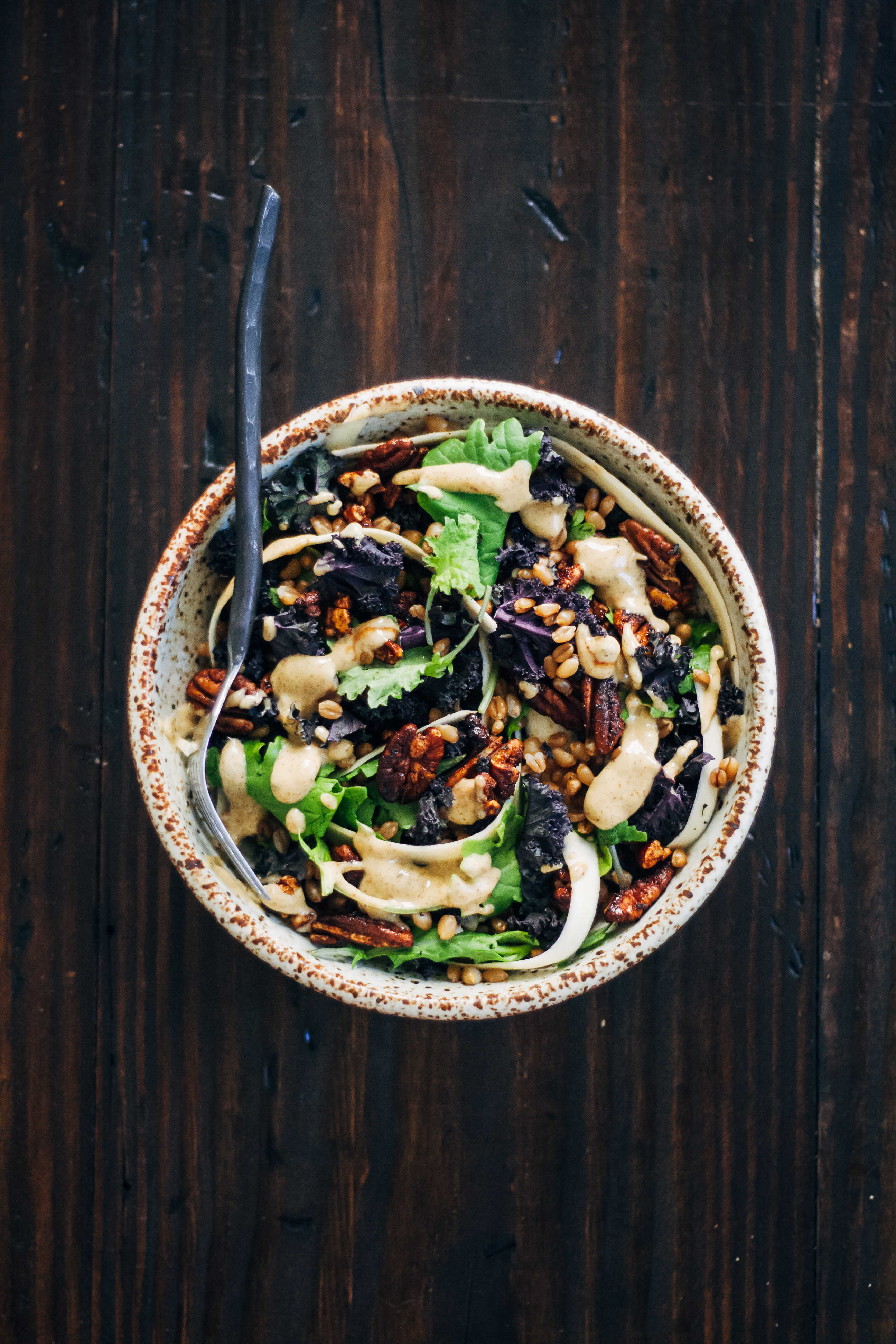 Warm Autumn Salad w/ Shaved Parsnips + Pecans | Well and Full