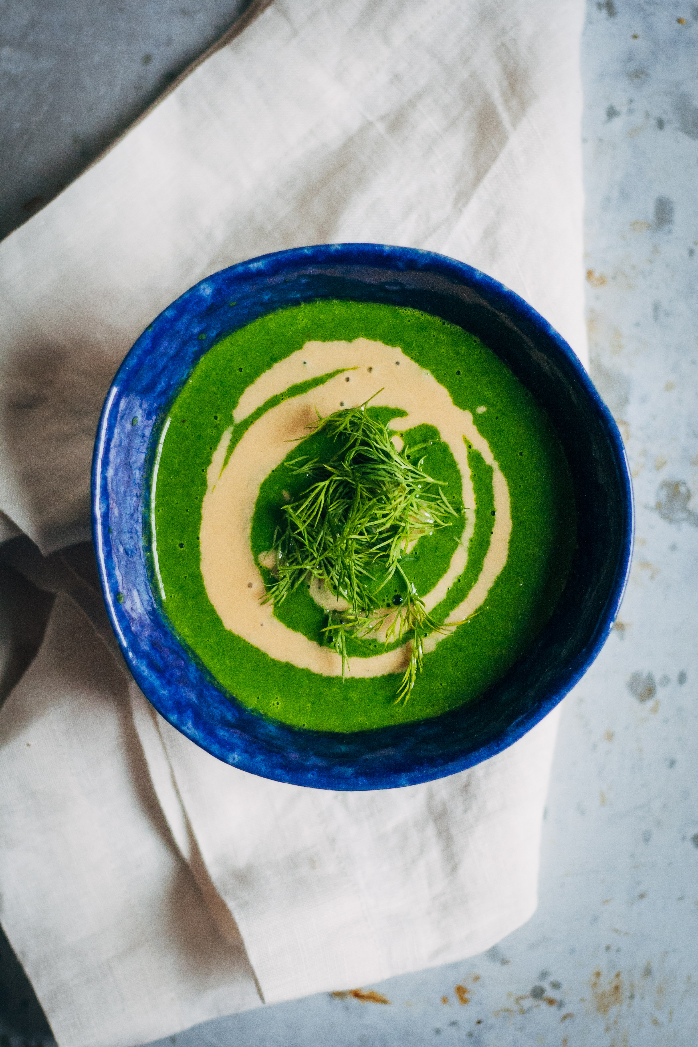 Creamy Green Spinach Soup | Well and Full | #vegan #recipe
