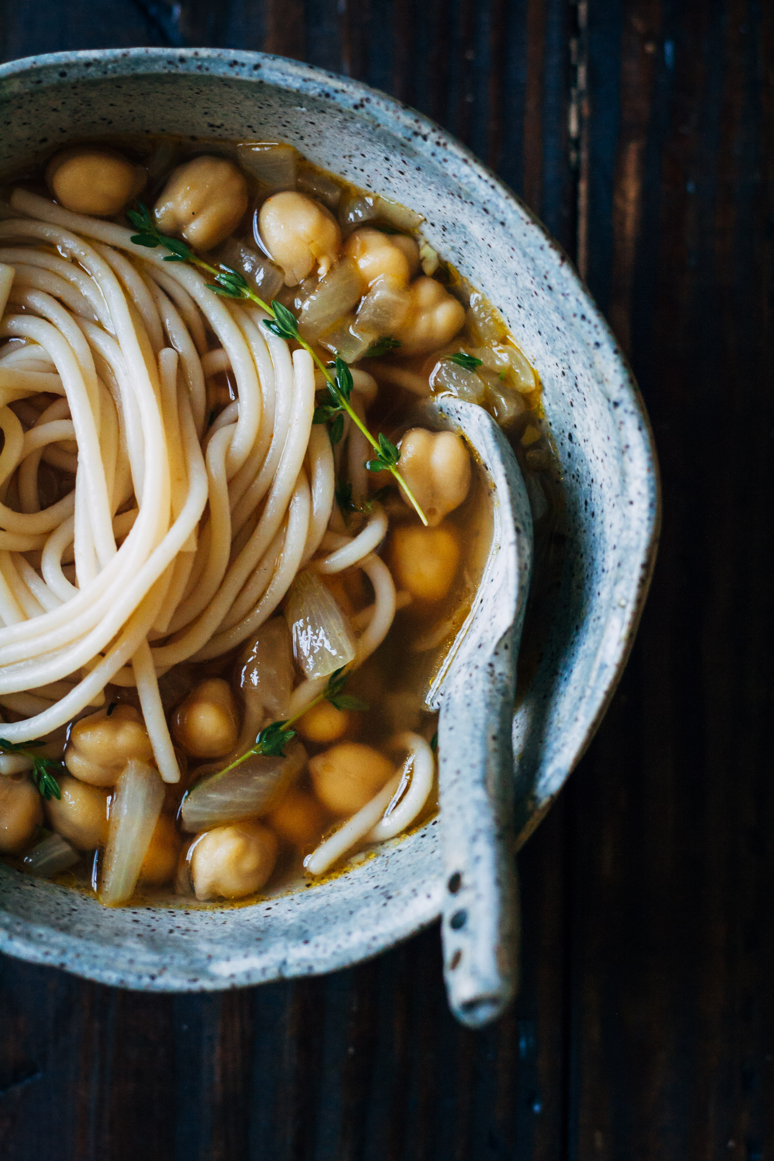 Chickpea Noodle Soup w/ Fresh Thyme | Well and Full | #vegan #soup #recipe