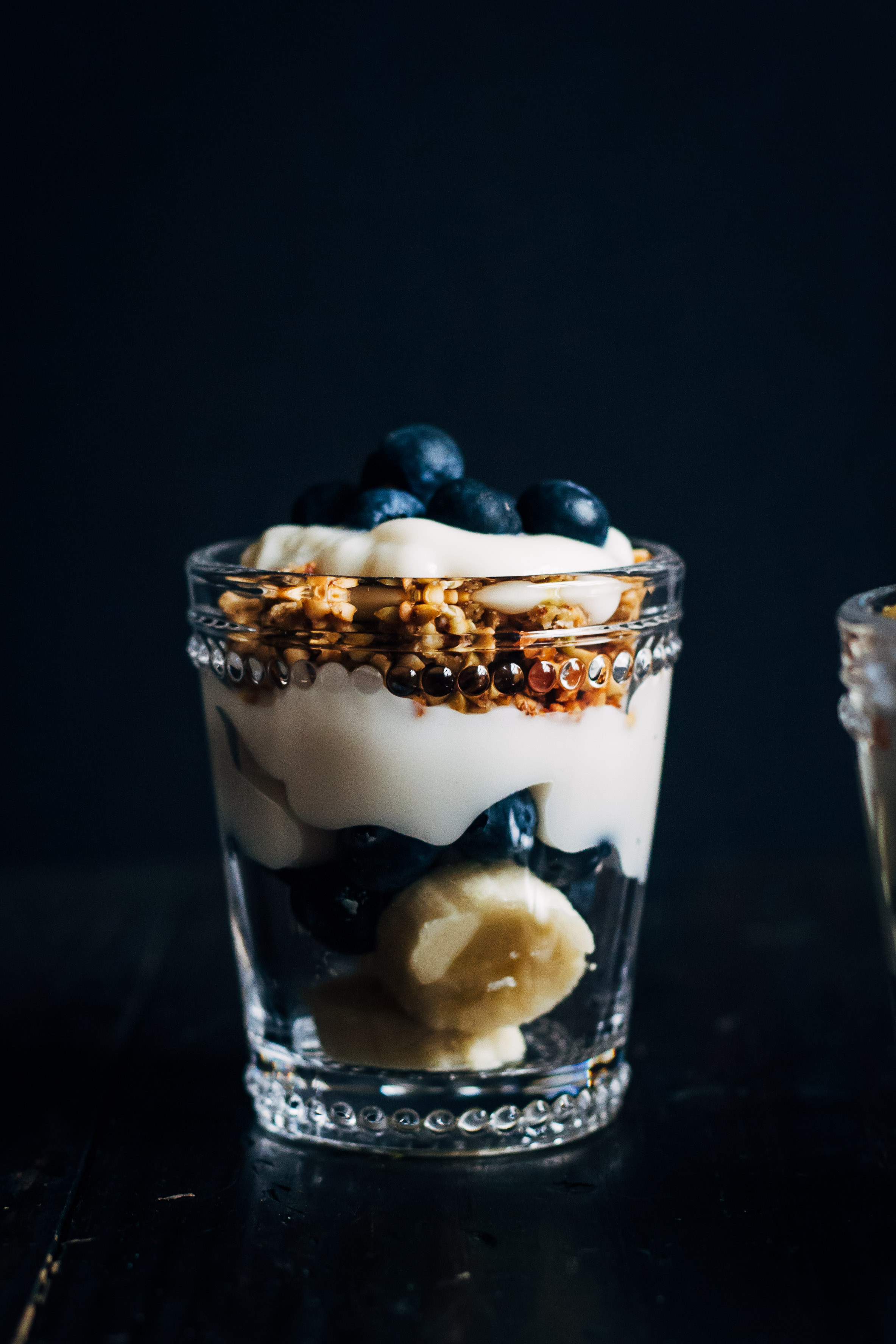 Vanilla Yogurt Parfaits w/ Sweet Buckwheat Crispies | Well and Full | #vegan #parfait #recipe