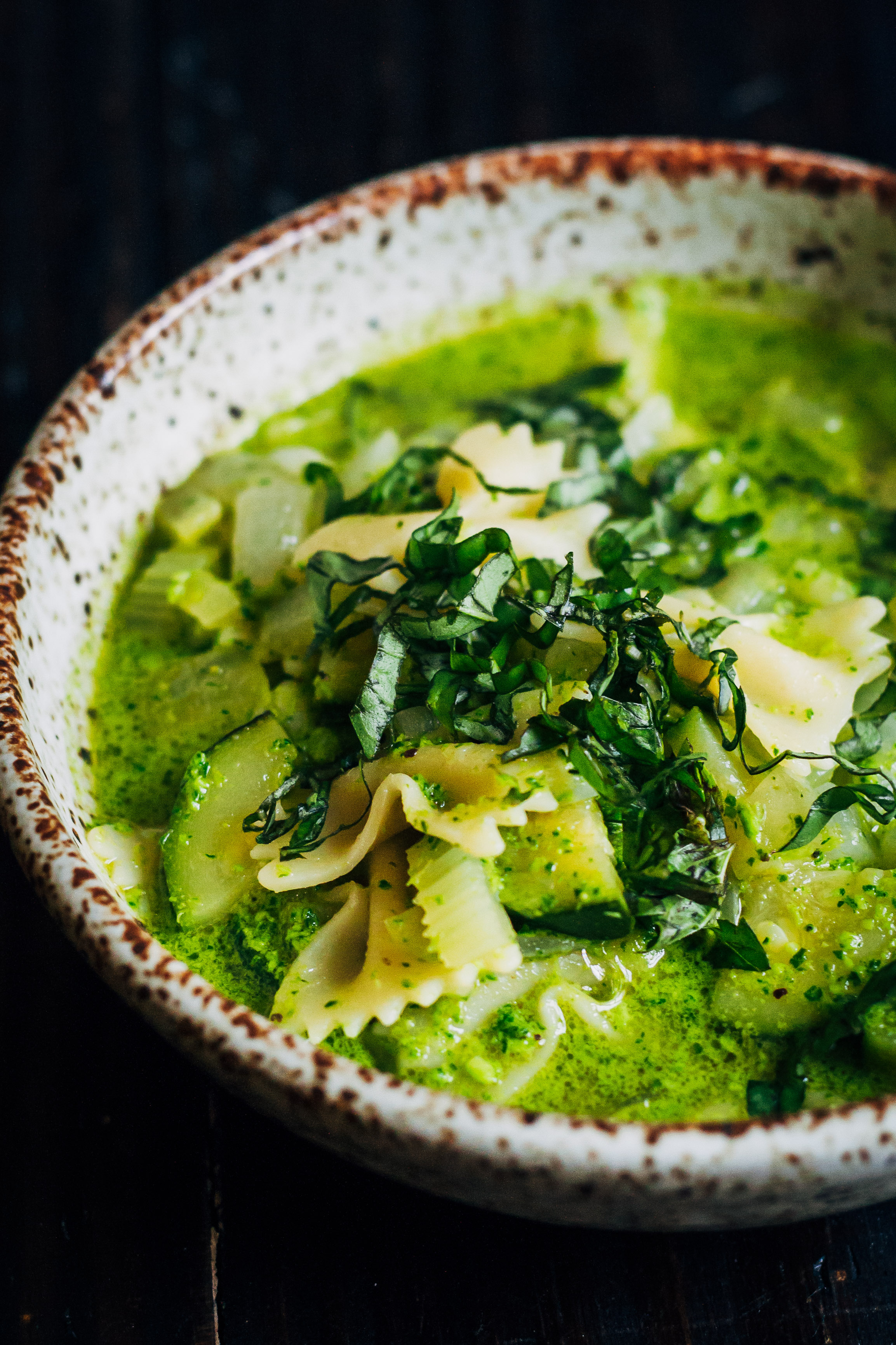 Green Pesto Vegetable Soup | Well and Full | #vegan #soup #recipe