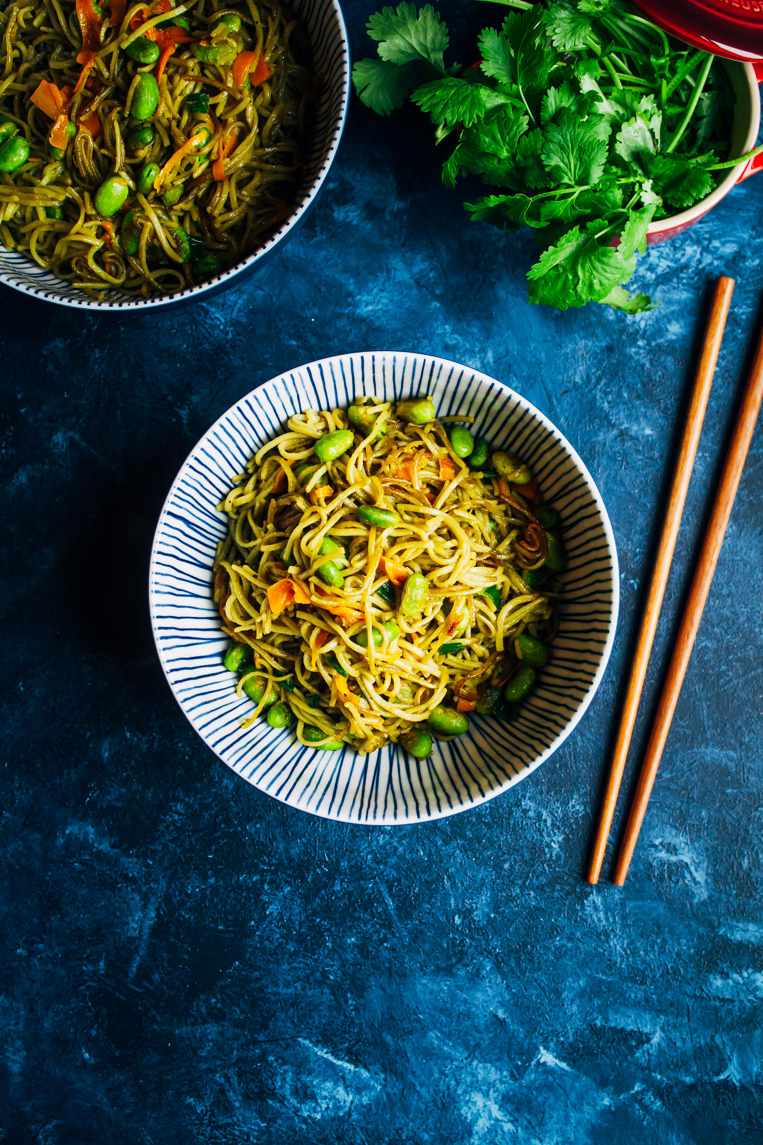 Spicy Green Tea Noodles + Le Creuset Giveaway! | Well and Full | #vegan #recipe #giveaway