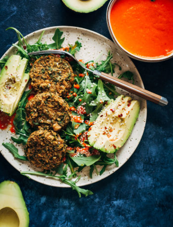 Herby Vegan Falafel w/ Smoky Red Pepper Dip | Well and Full | #healthy #recipe