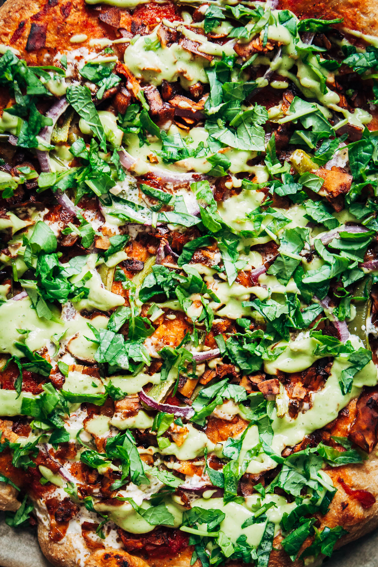 Vegan Bacon Ranch Pizza | Well and Full | #healthy #vegan #recipe