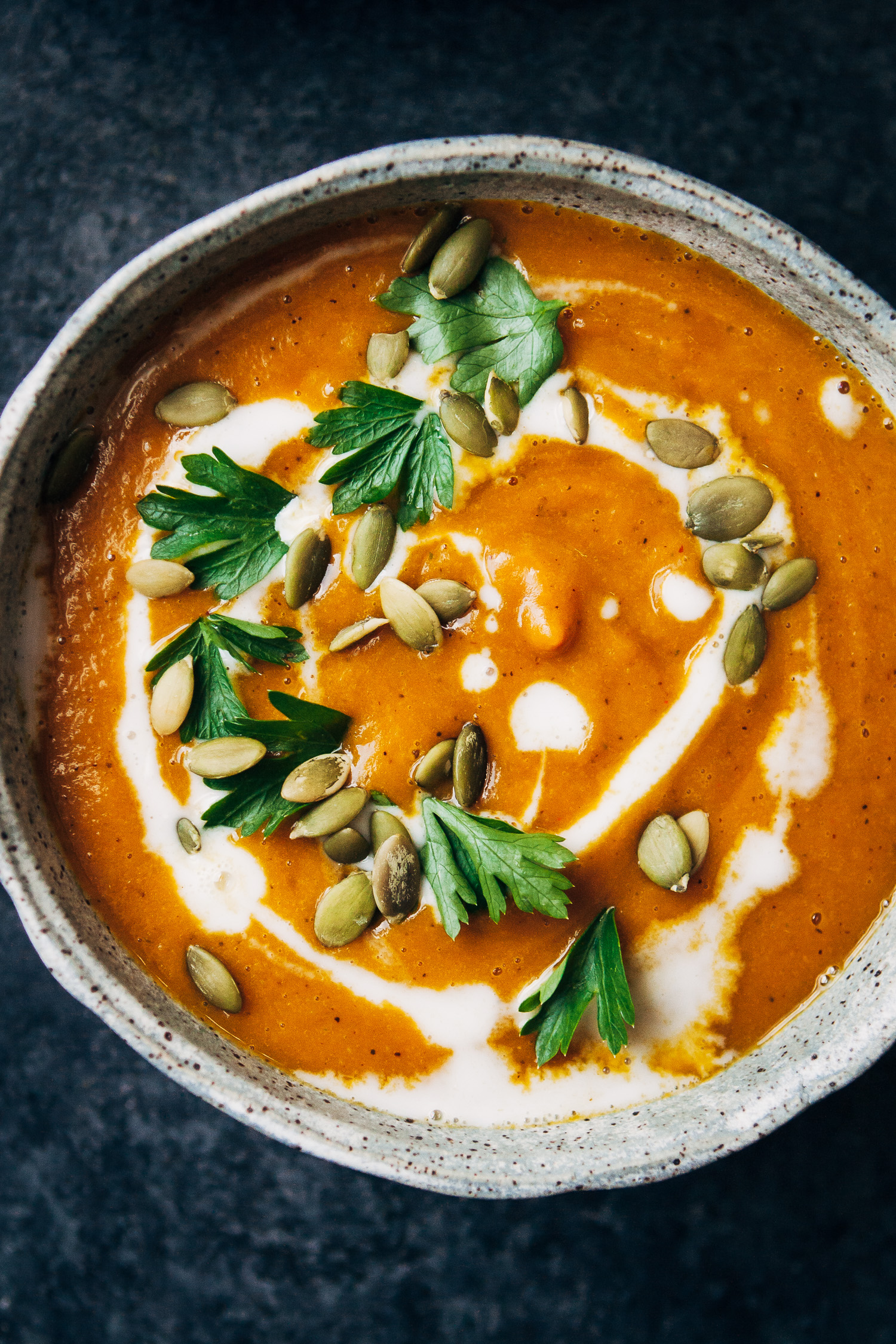 Creamy Vegan Pumpkin Soup | Well and Full | #healthy #vegan #fall #recipe