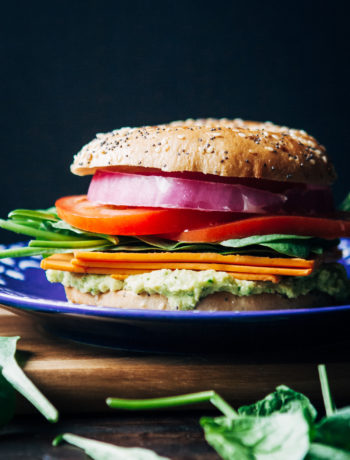 Vegan Bagel Sandwich w/ Jalapeño Hummus | Well and Full | #healthy #vegan #recipe