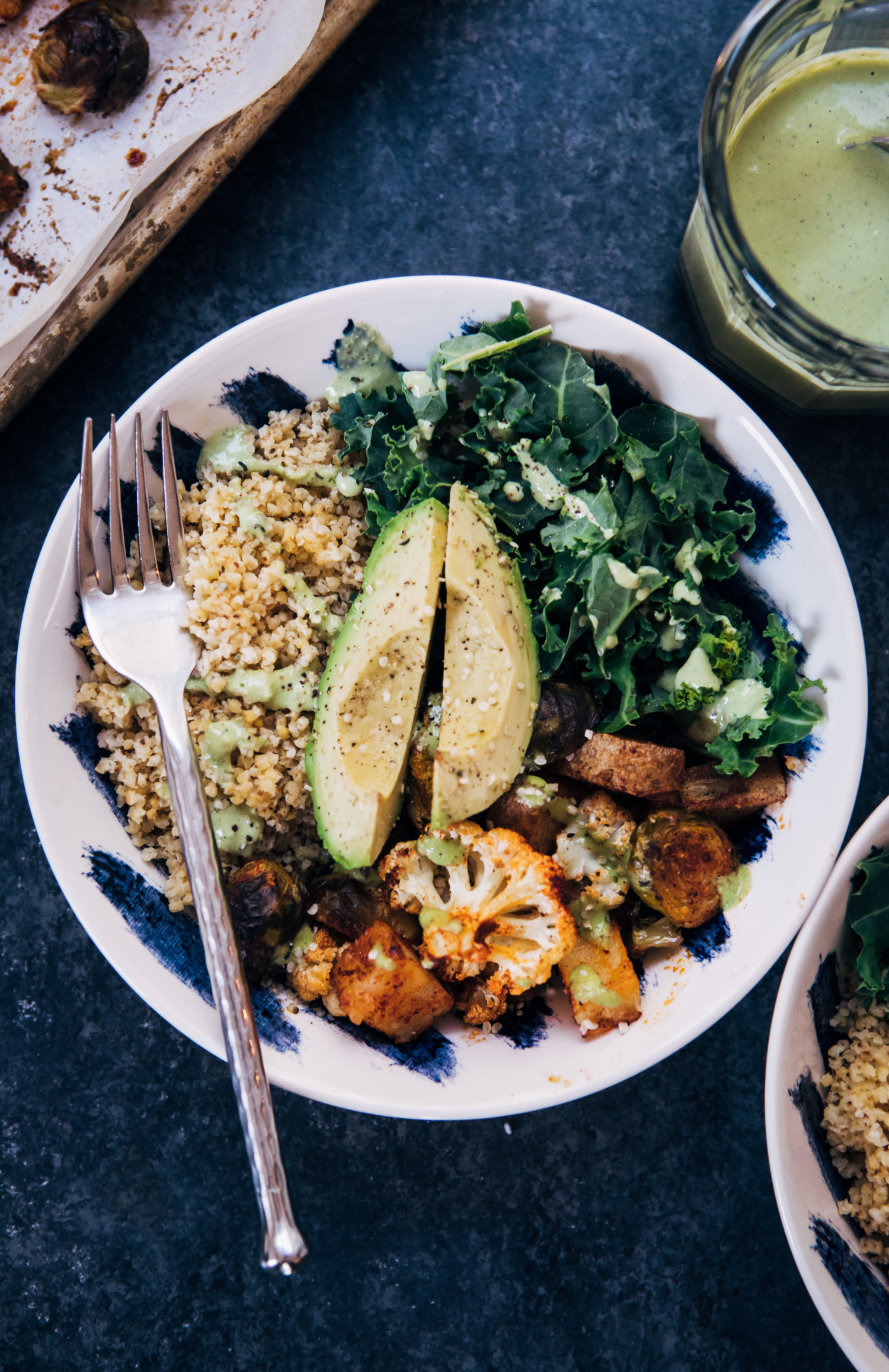 Vegan Millet Bowl w/ Jalapeño Tahini | Well and Full | #healthy #vegan #recipe