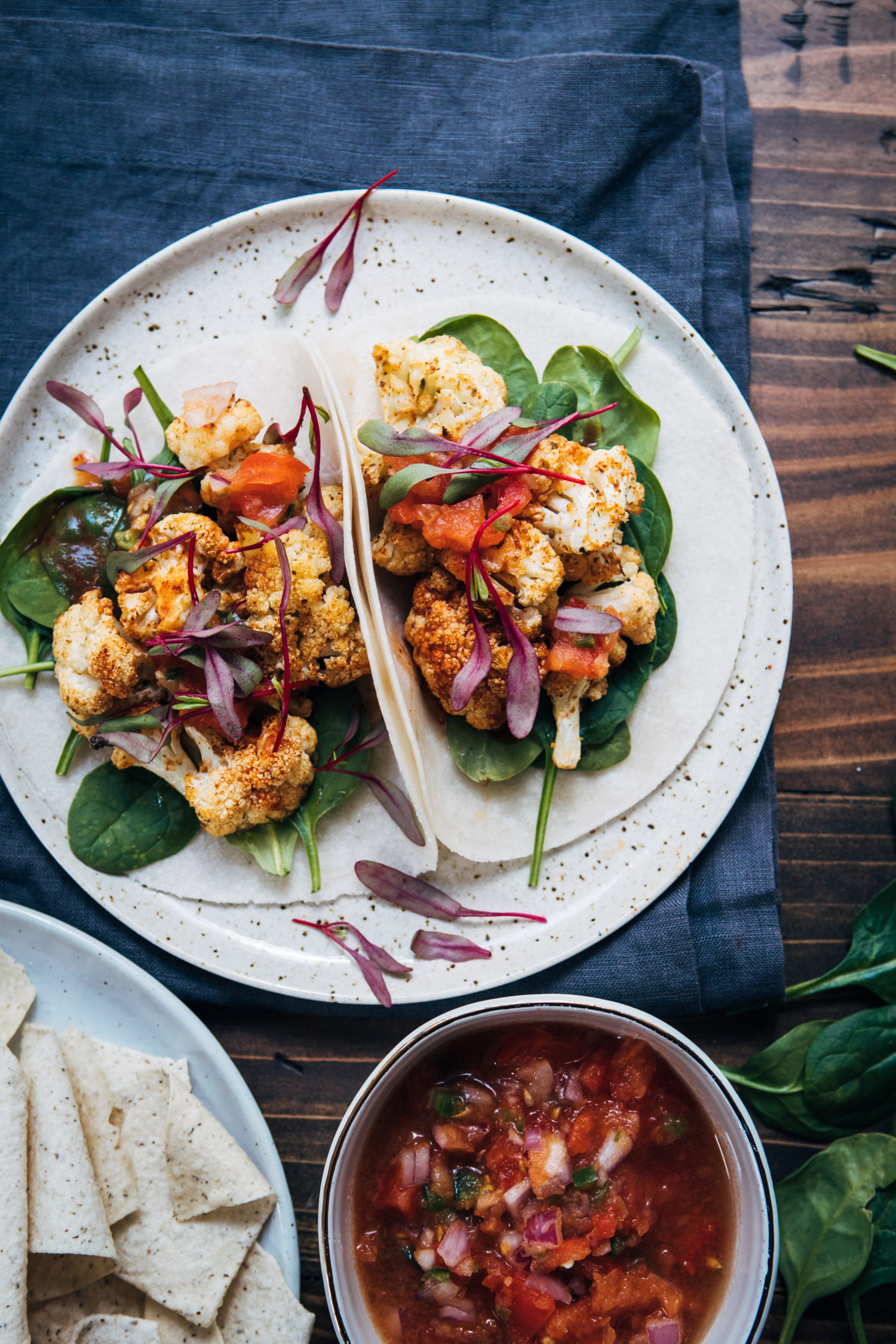Spicy Vegan Cauliflower Tacos | Well and Full | #vegan #recipe