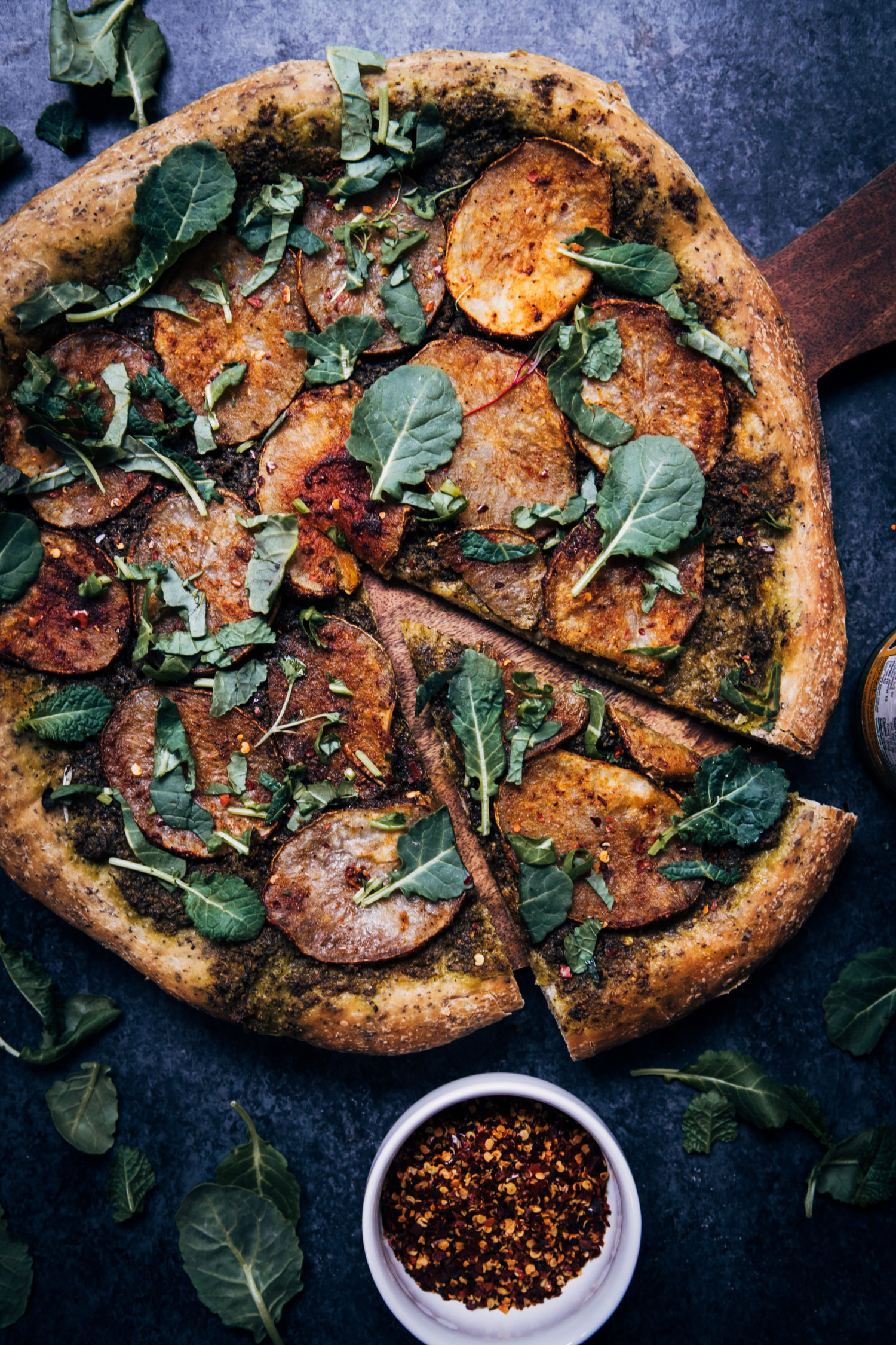 Vegan Potato Pesto Pizza | Well and Full | #vegan #recipe #pizza