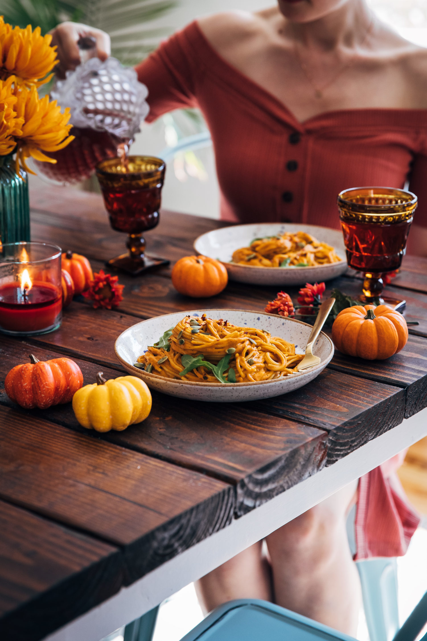 Date Night Pumpkin Pasta | Well and Full | #vegan #autumn #fall #recipe