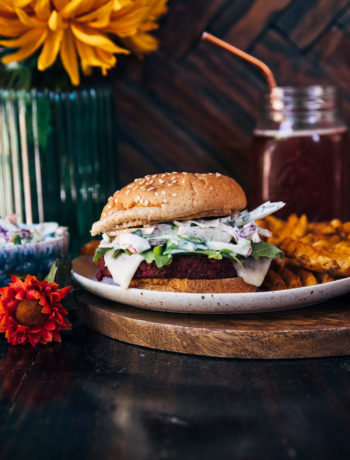 Autumn Veggie Burgers w/ Apple Slaw | Well and Full | #healthy #recipe #fallrecipe