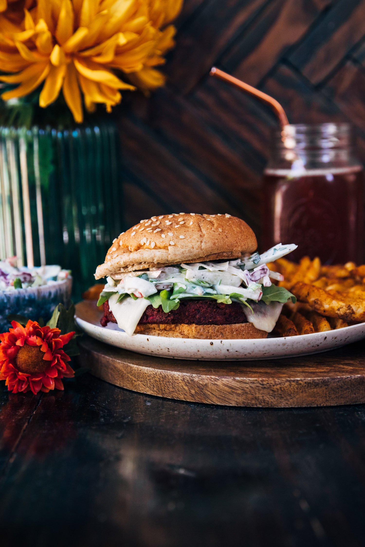 Autumn Veggie Burgers w/ Apple Slaw | Well and Full | #healthy #recipe #fallrecipe