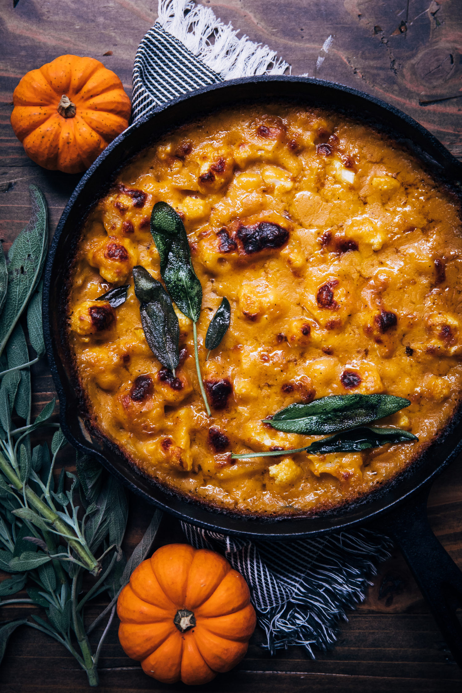 Pumpkin Cauliflower Gratin | Well and Full | #vegetarian #fall #recipe