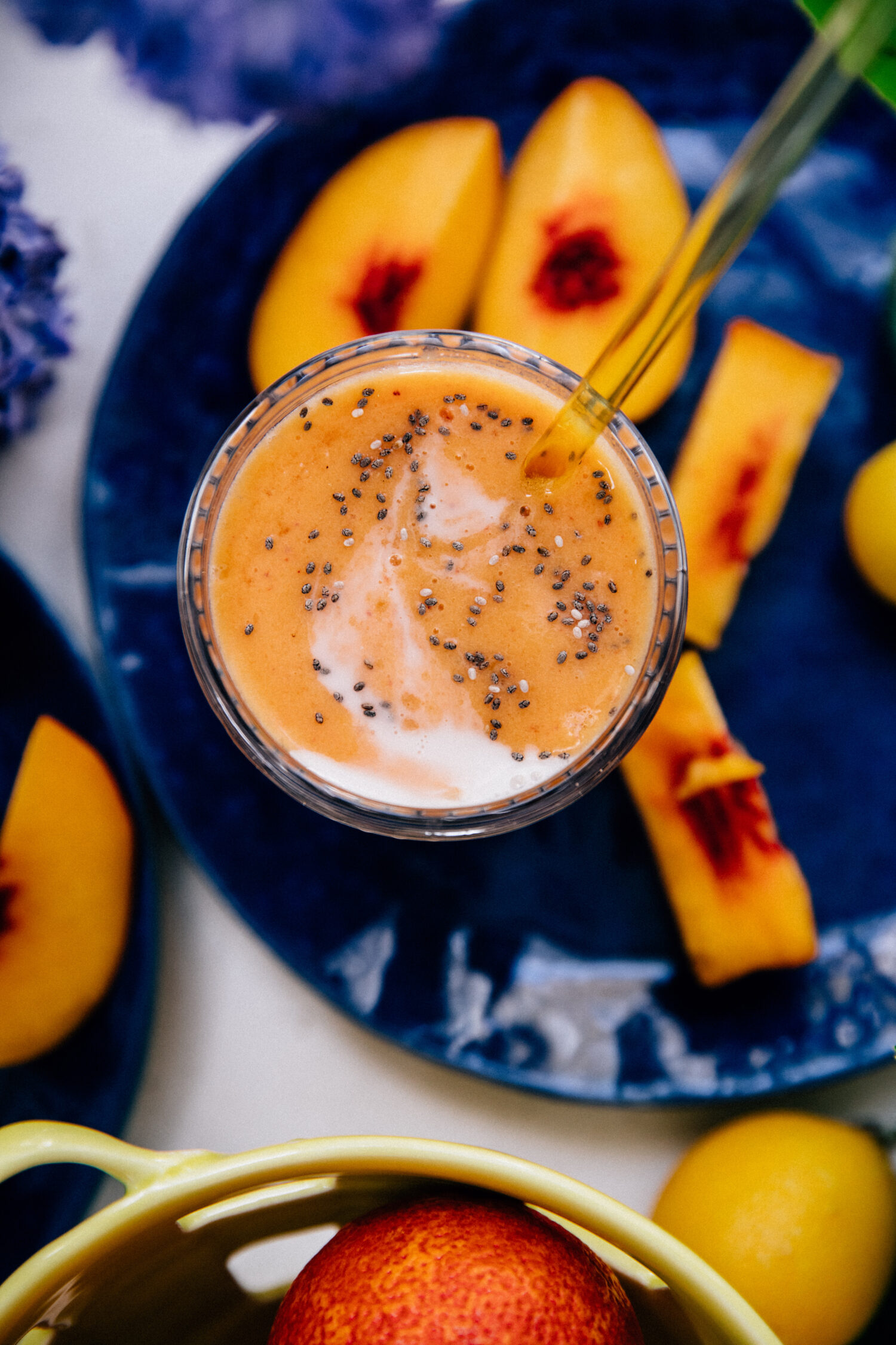 Vegan Peach Protein Smoothie | Well and Full | #healthy #recipe