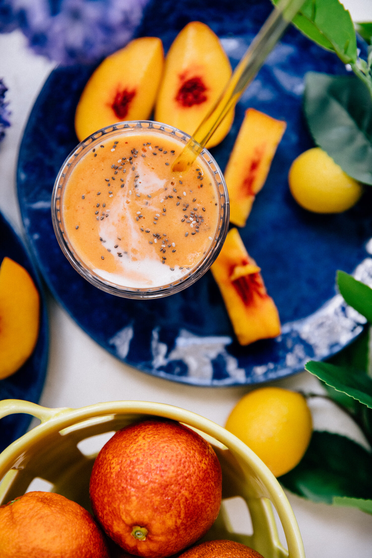 Vegan Peach Protein Smoothie | Well and Full | #healthy #recipe