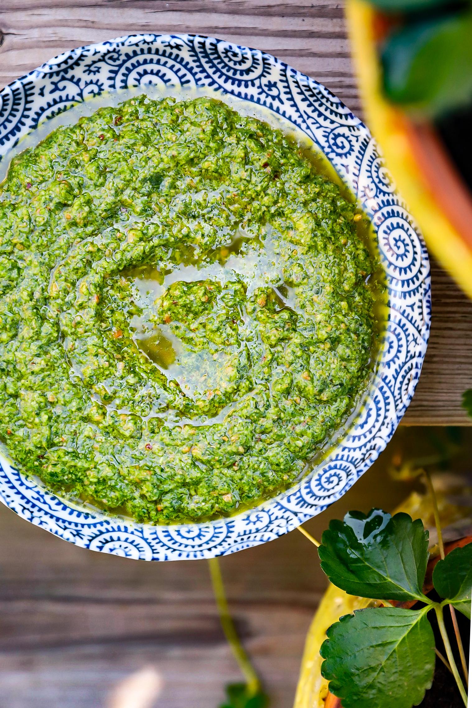 Chive Pesto | Well and Full | #spring #vegetarian #recipe