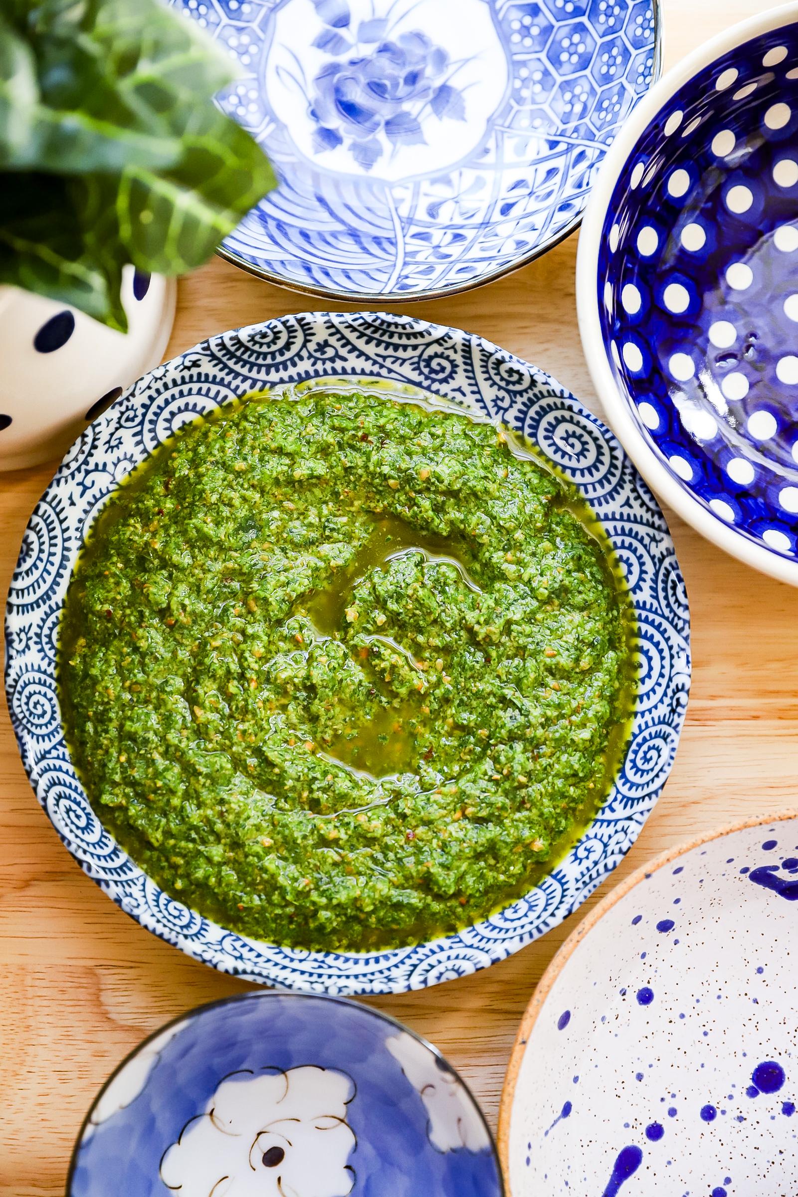 Chive Pesto | Well and Full | #spring #vegetarian #recipe