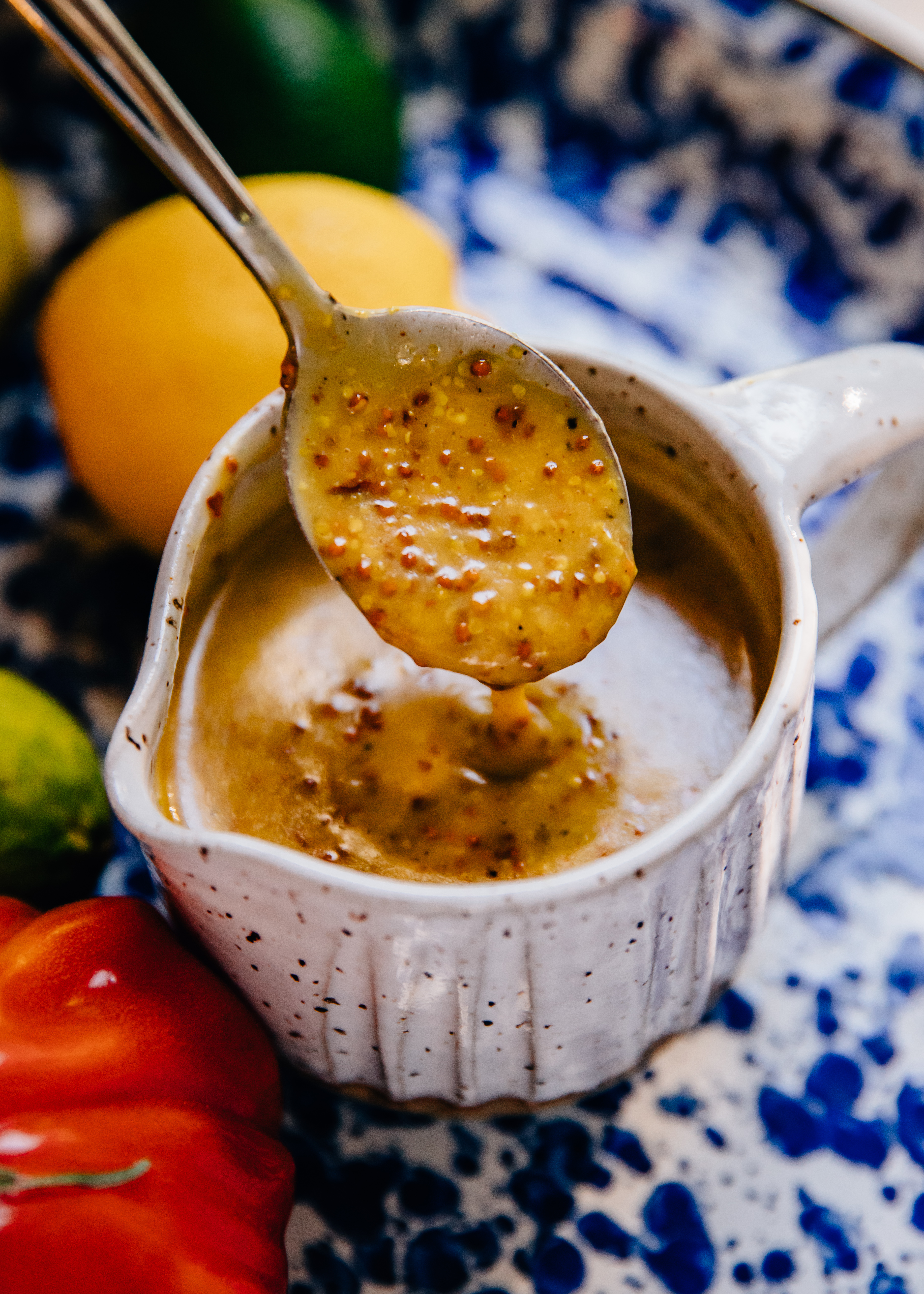 Spicy Honey Mustard Vinaigrette | Well and Full | #recipe #dressing #saladdressing