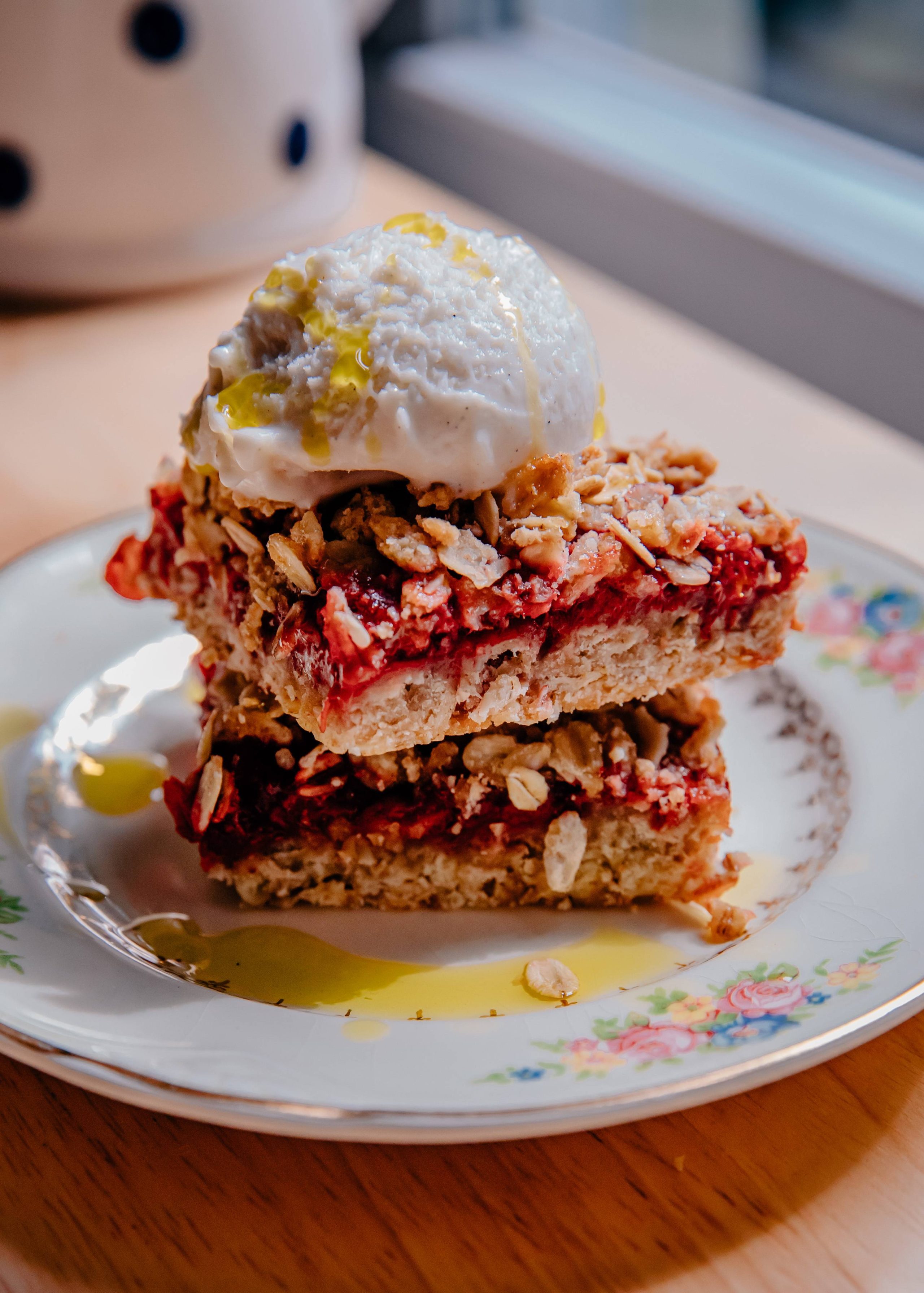 Strawberry Bars with Vanilla Bean Gelato | Well and Full