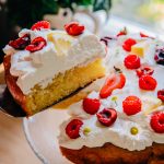 Lemon Cake w/ Vanilla Chantilly Cream | Well and Full | #recipe #dessert #simple