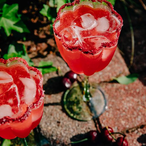 Cherry Spritz Cocktails | Summer Drink Recipe | Well and Full | #champagne #cherries