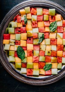 Melon Checkerboard Salad | Well and Full | #vegetarian #recipe #mosaic