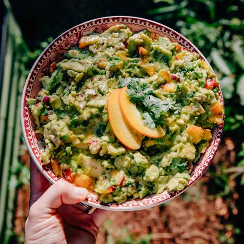 Summer Nectarine Guacamole | Well and Full | #vegetarian #vegan #seasonal #recipe