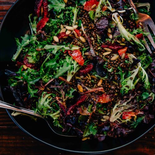 Halloween Blood Orange Lentil Salad | Well and Full | #vegan #vegetarian #chic #halloween #autumn #fall #recipe