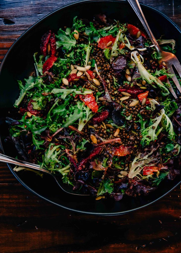 Halloween Blood Orange Lentil Salad | Well and Full | #vegan #vegetarian #chic #halloween #autumn #fall #recipe