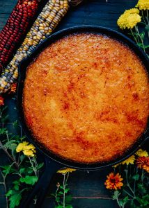 Skillet Cornbread + Spicy Honey Butter | Well and Full | #fall #autumn #recipe #vegetarian