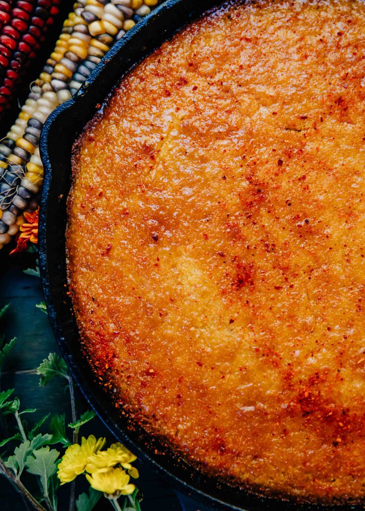 Skillet Cornbread + Spicy Honey Butter | Well and Full | #fall #autumn #recipe #vegetarian