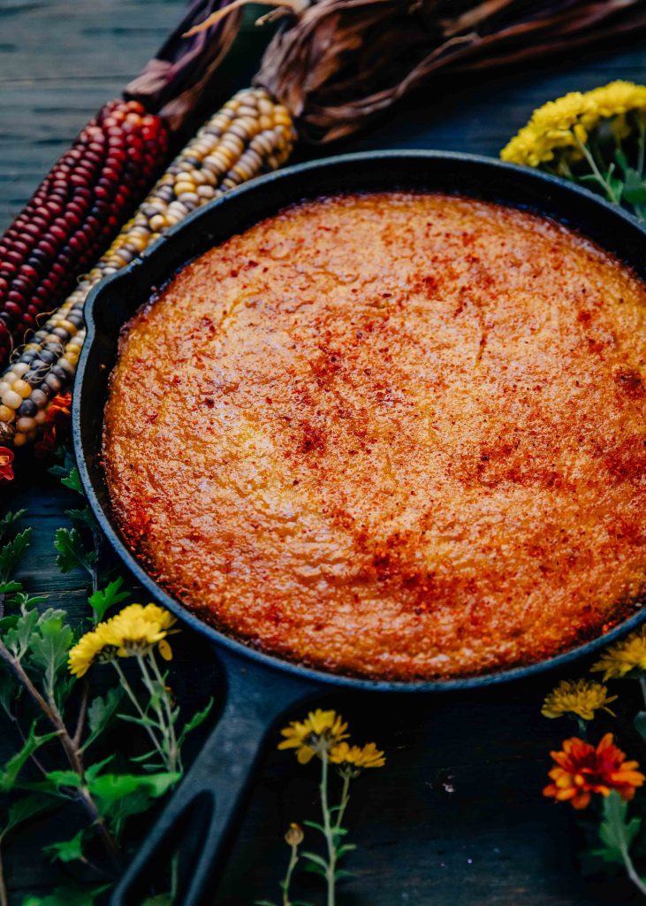 Skillet Cornbread + Spicy Honey Butter | Well and Full | #fall #autumn #recipe #vegetarian