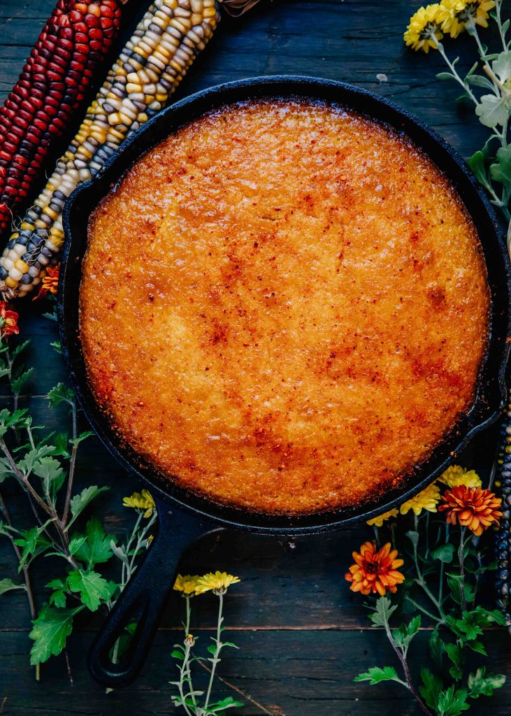 Skillet Cornbread + Spicy Honey Butter | Well and Full | #fall #autumn #recipe #vegetarian