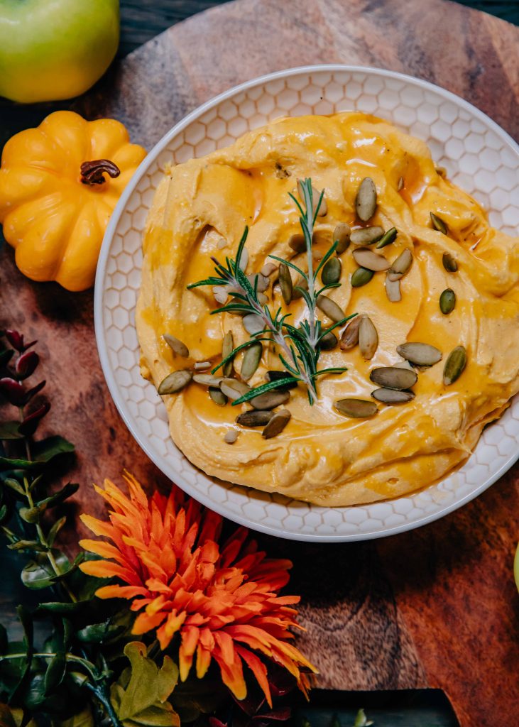 Pumpkin Whipped Feta Dip | Well and Full | #vegetarian #fall #recipe #autumn