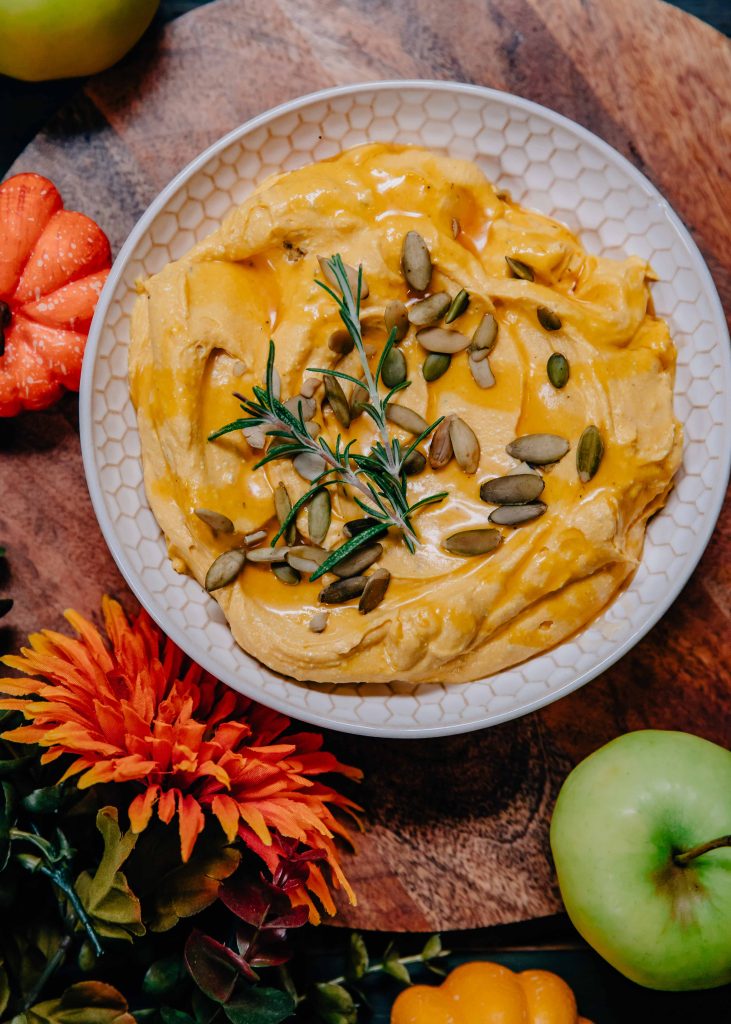 Pumpkin Whipped Feta Dip | Well and Full | #vegetarian #fall #recipe #autumn