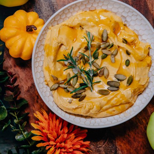 Pumpkin Whipped Feta Dip | Well and Full | #vegetarian #fall #recipe #autumn