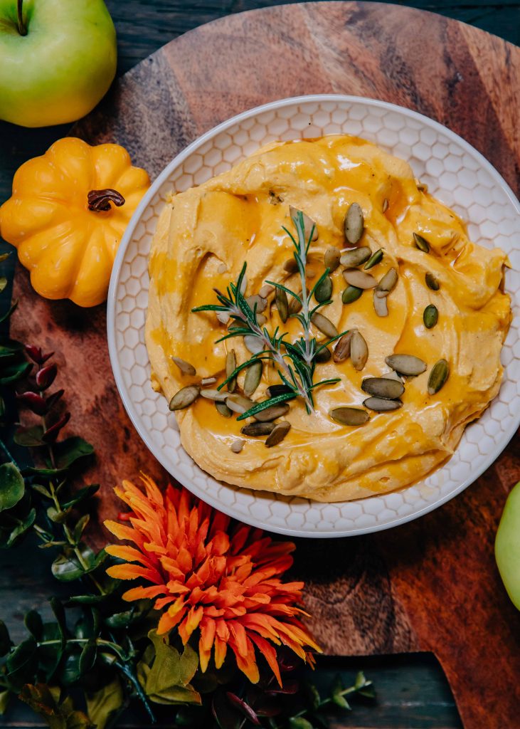 Pumpkin Whipped Feta Dip | Well and Full | #vegetarian #fall #recipe #autumn