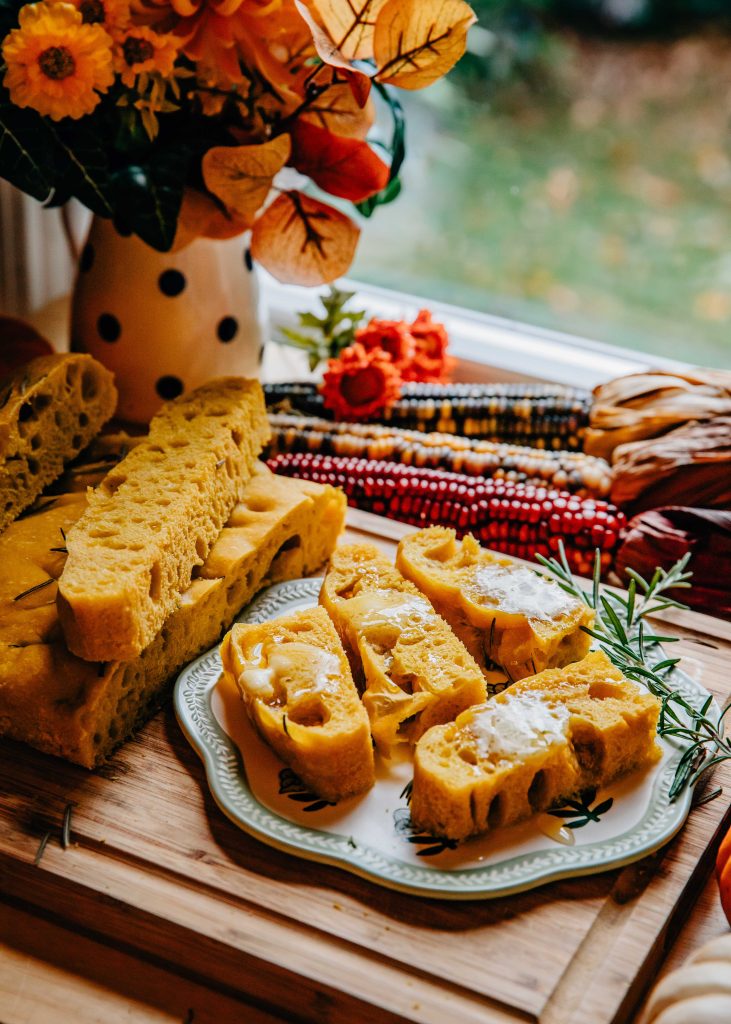 Rosemary Pumpkin Focaccia | Well and Full | #vegetarian #recipe #autumn #fall
