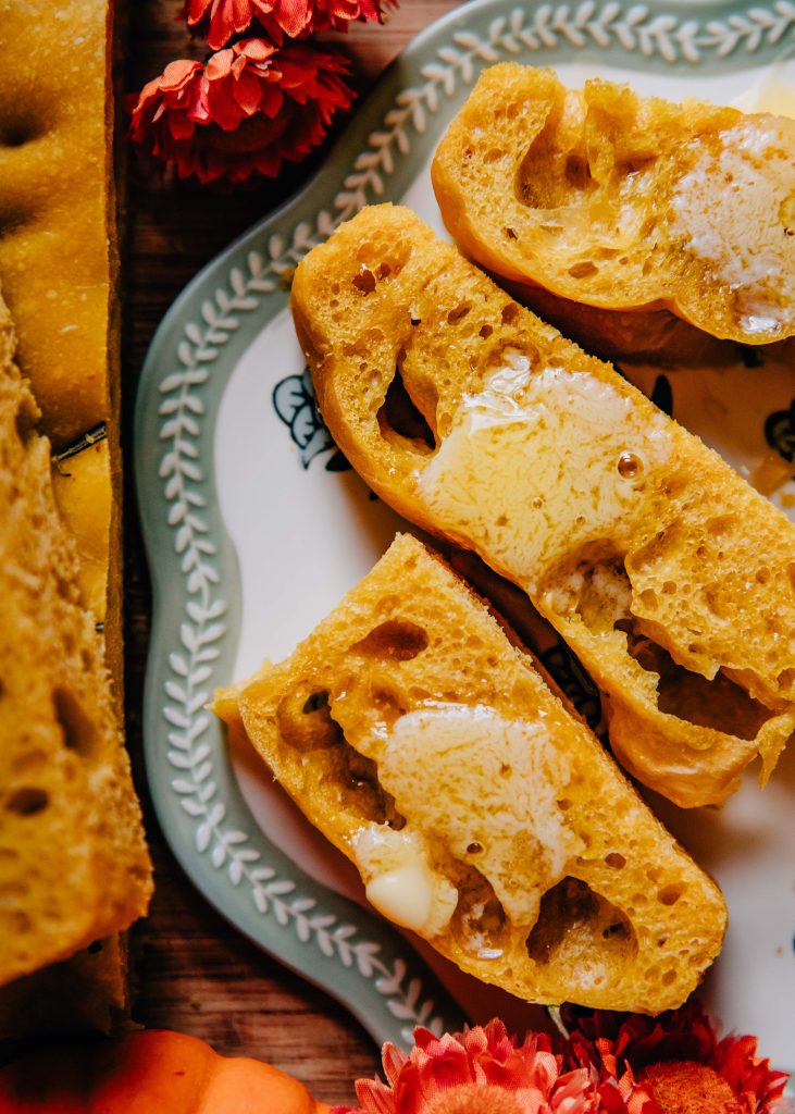 Rosemary Pumpkin Focaccia | Well and Full | #vegetarian #recipe #autumn #fall