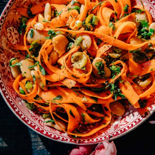 Butter Bean Carrot Ribbon Salad | Well and Full | #vegan #recipe