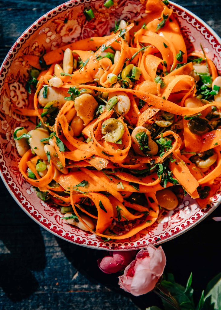 Butter Bean Carrot Ribbon Salad | Well and Full | #vegan #recipe
