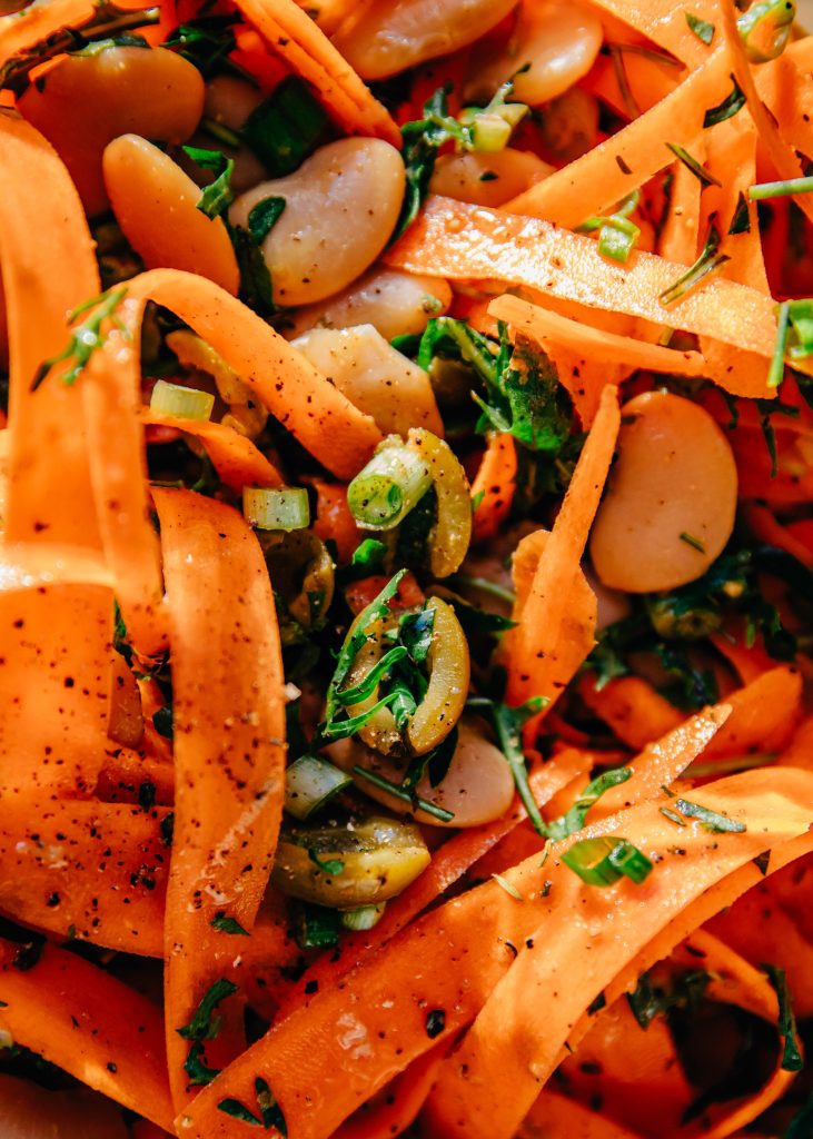 Butter Bean Carrot Ribbon Salad | Well and Full | #vegan #recipe